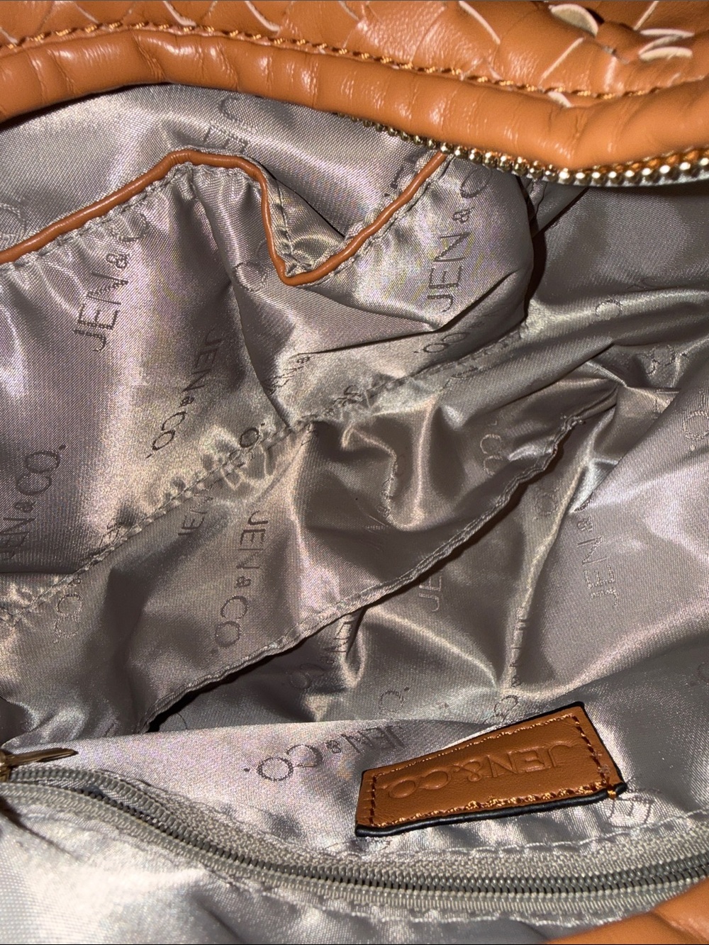 Woven Hobo Shoulder Bag in Cognac - Picture 4 of 5